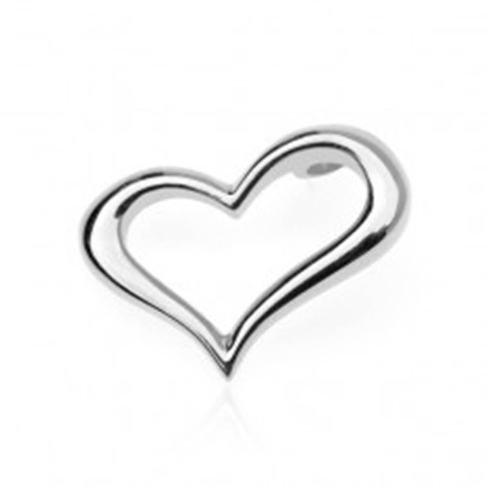Šperky eshop Strieborný prívesok 925 - zvlnené obrysové srdce, bočné uchytenie