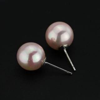 Puzetové náušnice zo striebra 925 - svetloružové perly, 10 mm