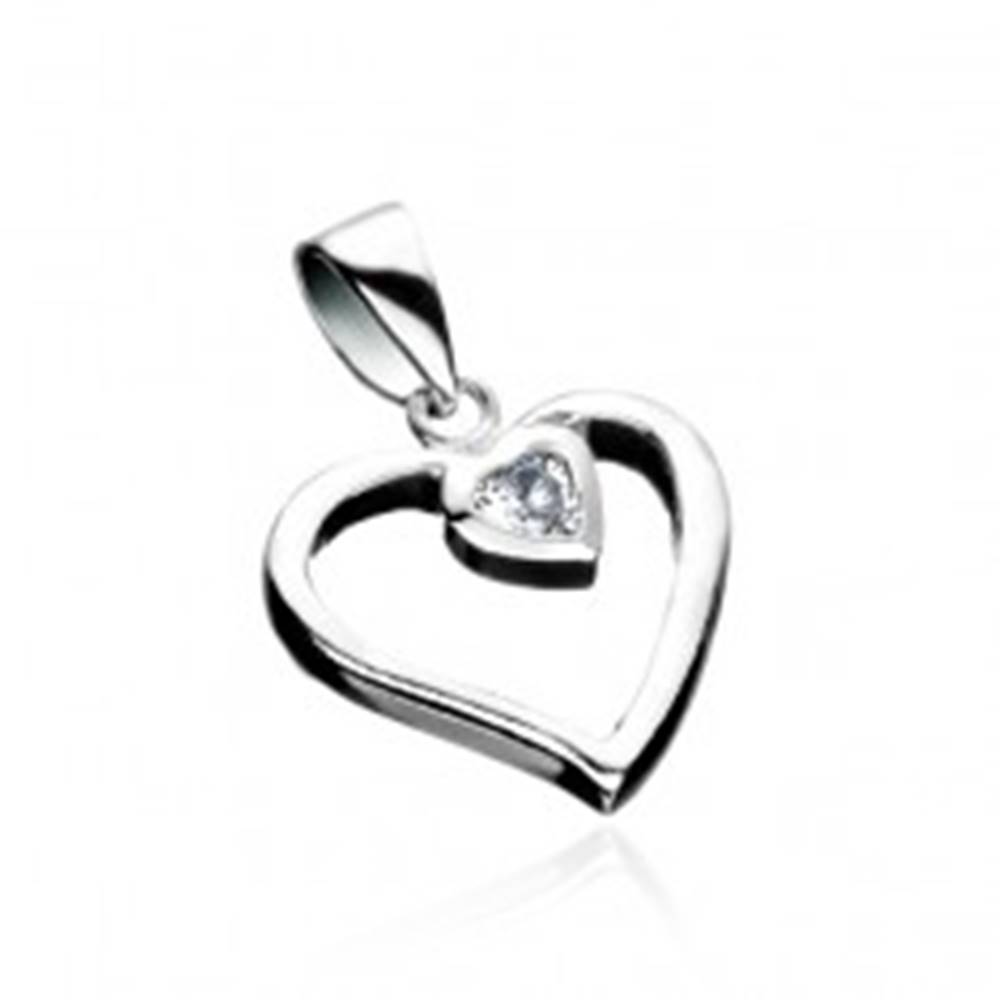Šperky eshop Strieborný prívesok 925 - línia srdca so zirkónovým srdcom