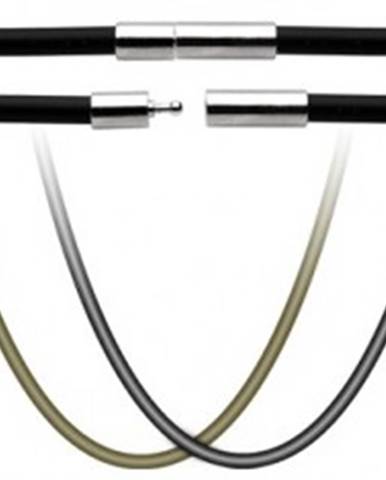 Gumená šnúrka na prívesok - uzáver z chirurgickej ocele - Dĺžka: 444 mm, Farba: Čierna