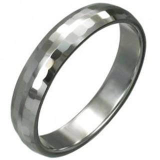 Volfrámový prsteň s jemnými brúsenými obdĺžnikmi, 3 mm - Veľkosť: 49 mm