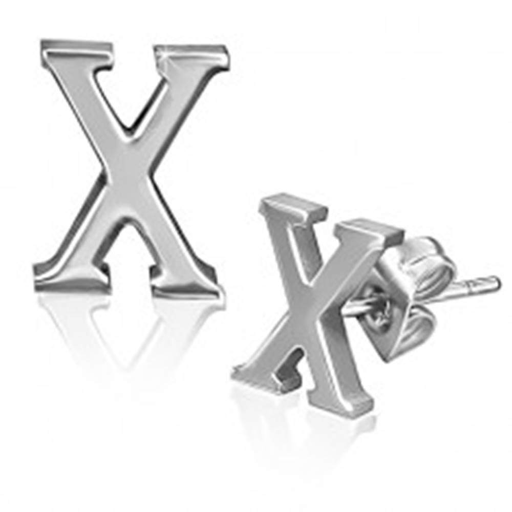 Šperky eshop Oceľové náušnice - hladký tvar písmena X