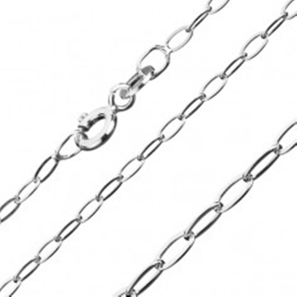 Šperky eshop Strieborná retiazka 925 - dlhé ploché oválne očká, 2 mm