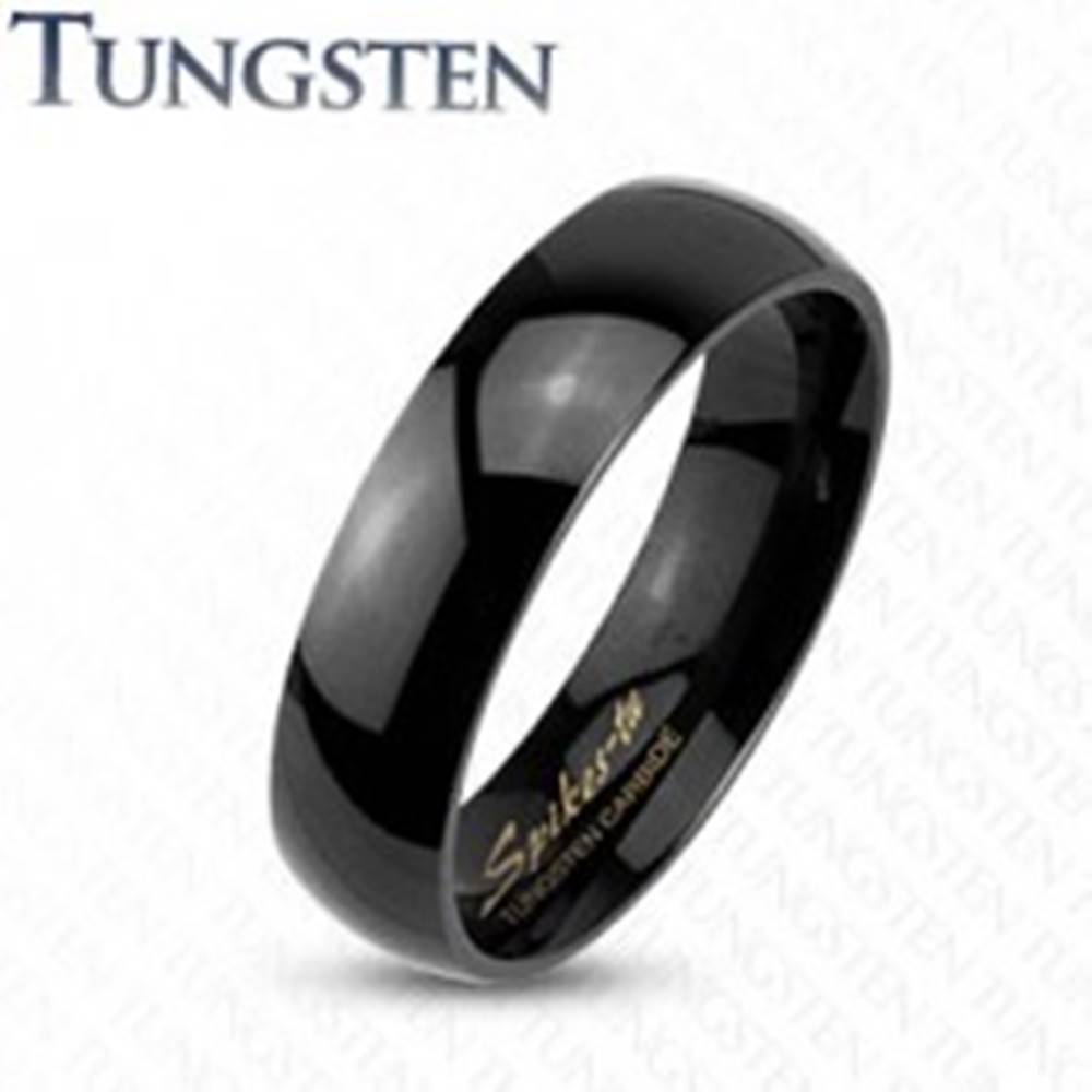 Šperky eshop Wolfrámový prsteň v čiernom odtieni, zrkadlovolesklý hladký povrch, 4 mm - Veľkosť: 47 mm