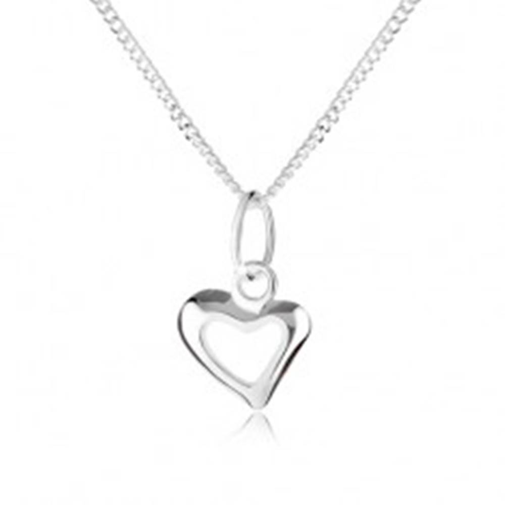 Šperky eshop Strieborný 925 náhrdelník s obrysom asymetrického srdca, špirálovitá retiazka