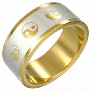 Prsteň Yin-Yang zlatej farby - Veľkosť: 54 mm