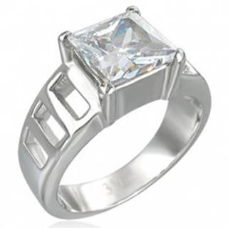 Zásnubný prsteň z veľkým štvorcovým zirkónom a šiestimi otvormi - Veľkosť: 51 mm