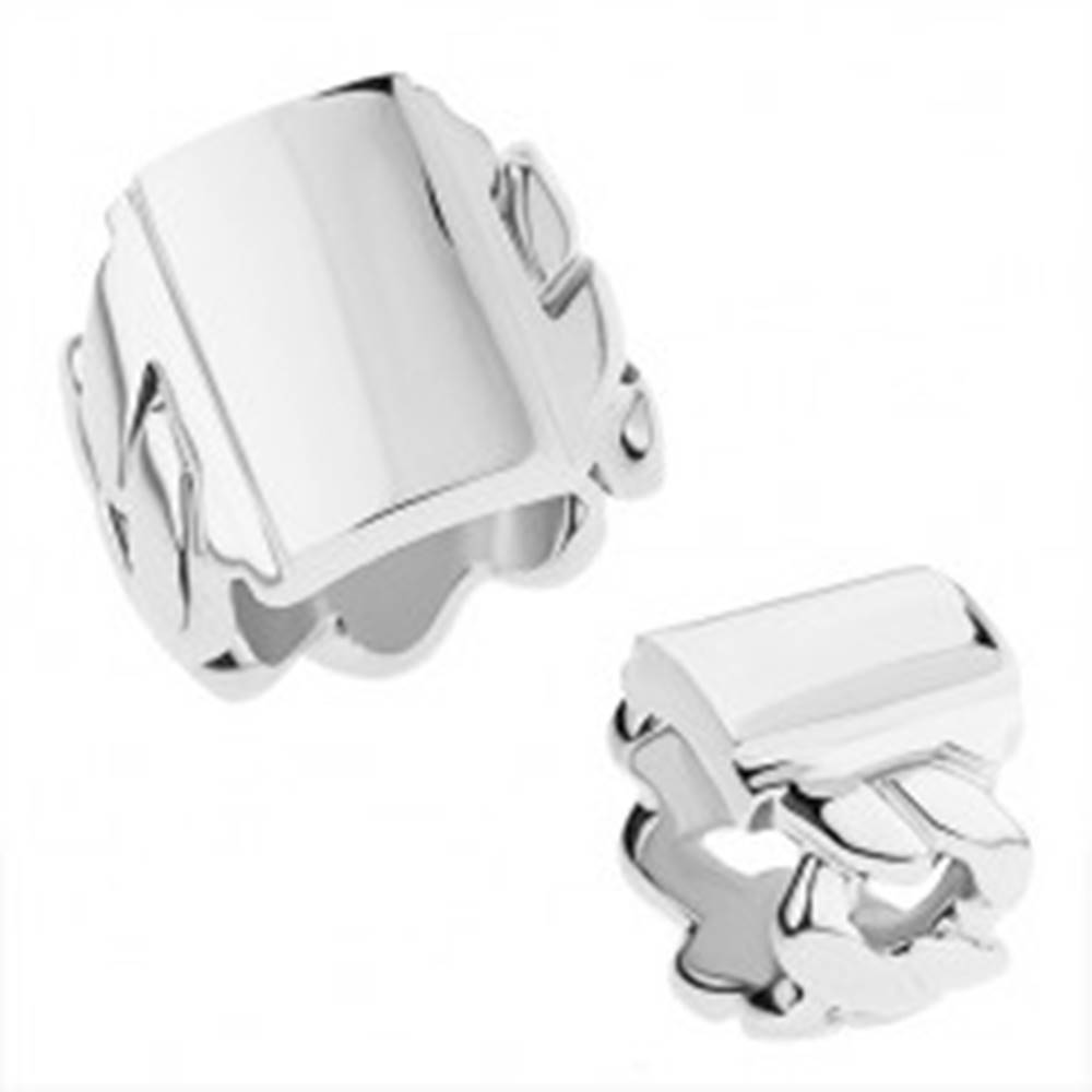 Šperky eshop Mohutný prsteň z chirurgickej ocele s motívom reťaze, lesklý obdĺžnik - Veľkosť: 55 mm