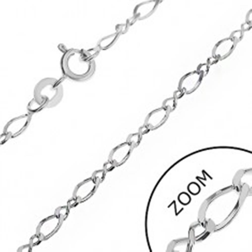 Šperky eshop Strieborná retiazka 925 - skosené malé a veľké zatočené očká, 3 mm