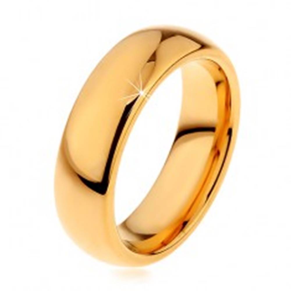 Šperky eshop Lesklá tungstenová obrúčka zlatej farby, hladký zaoblený povrch, 6 mm - Veľkosť: 49 mm