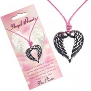 Šnúrkový náhrdelník, prívesok srdca s dotýkajúcimi sa krídlami