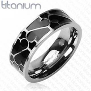 Titánový prsteň - čierna glazúra s ornamentom - Veľkosť: 49 mm