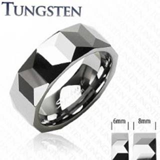Tungstenový prsteň - vzor hranolov - Veľkosť: 49 mm