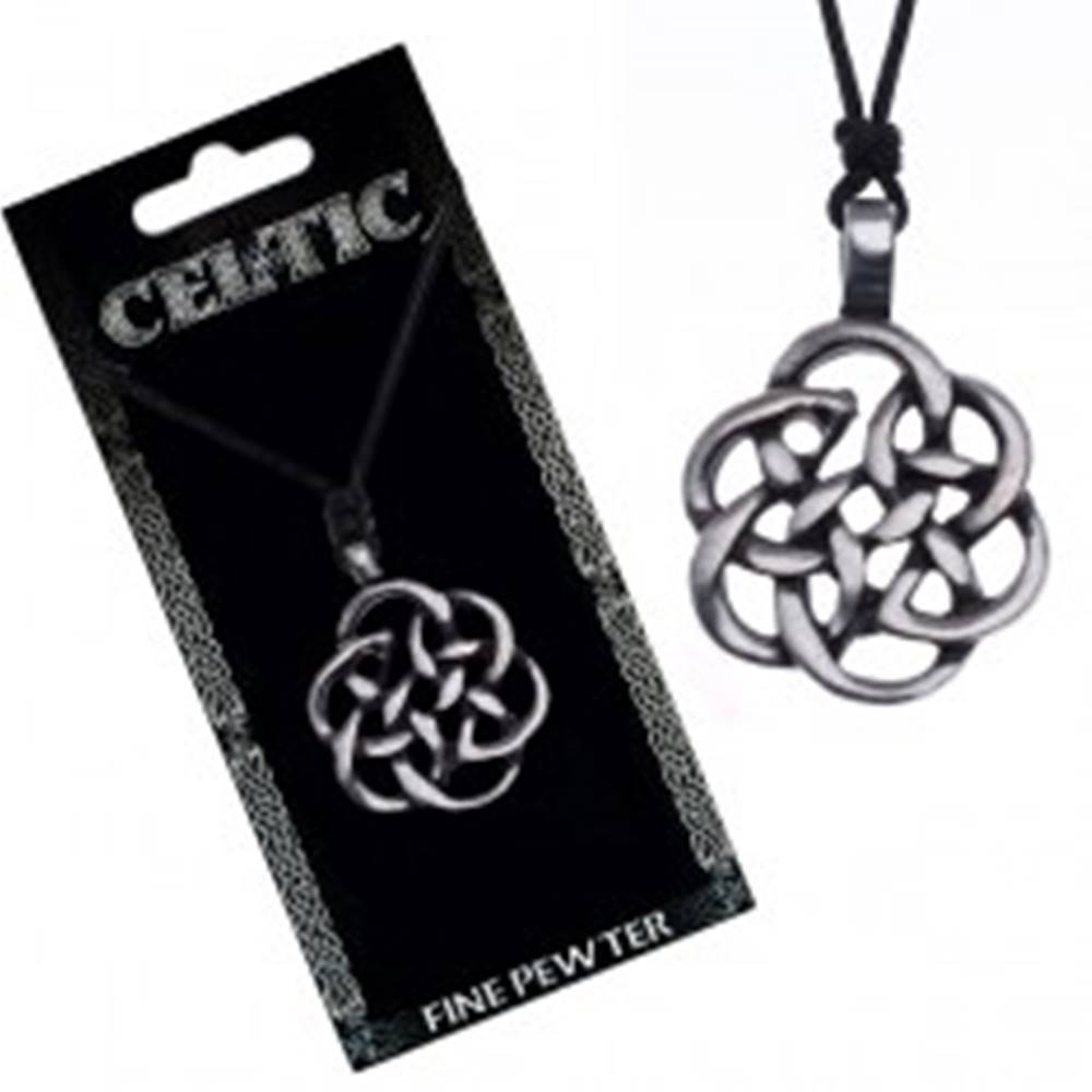 Šperky eshop Čierny náhrdelník - obrys keltského uzla, šnúrka