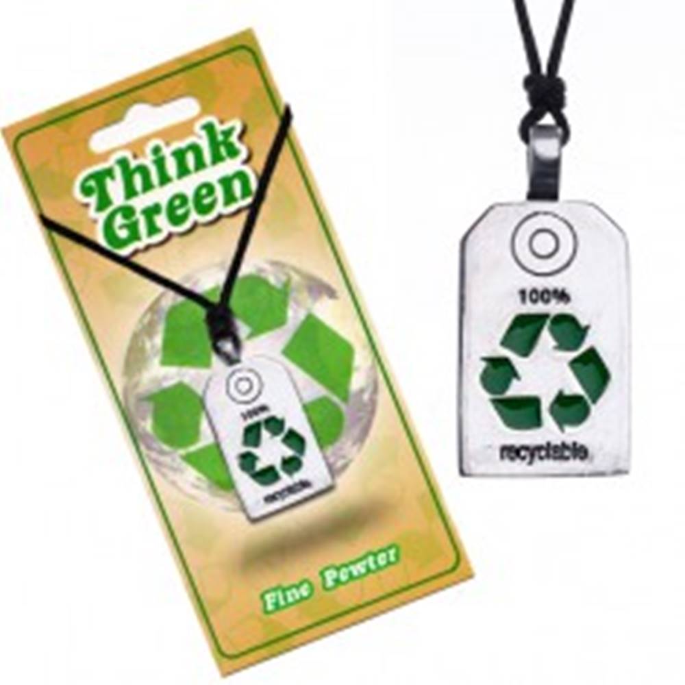 Šperky eshop EKO náhrdelník - lesklá známka so symbolom recyklácie