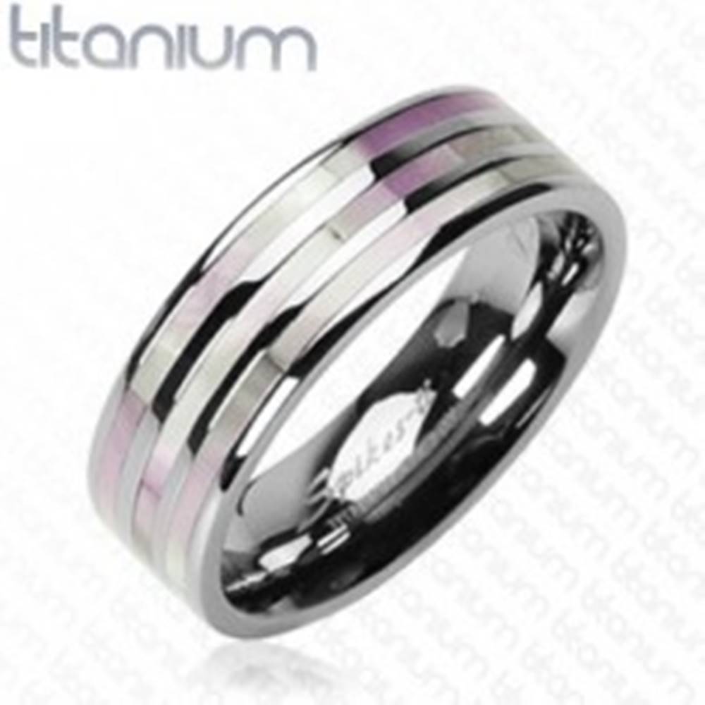 Šperky eshop Titánový prsteň - tri perlové pruhy - Veľkosť: 59 mm