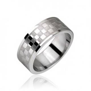 Oceľový prsteň, vzor šachovnica - Veľkosť: 49 mm