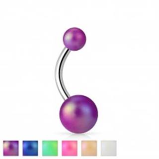 Piercing do bruška striebornej farby, oceľ 316L, farebné perleťové guličky - Farba piercing: Biela