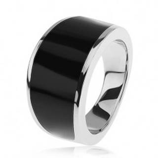 Strieborný 925 prsteň - čierny glazúrovaný pás, lesklý a hladký povrch - Veľkosť: 54 mm