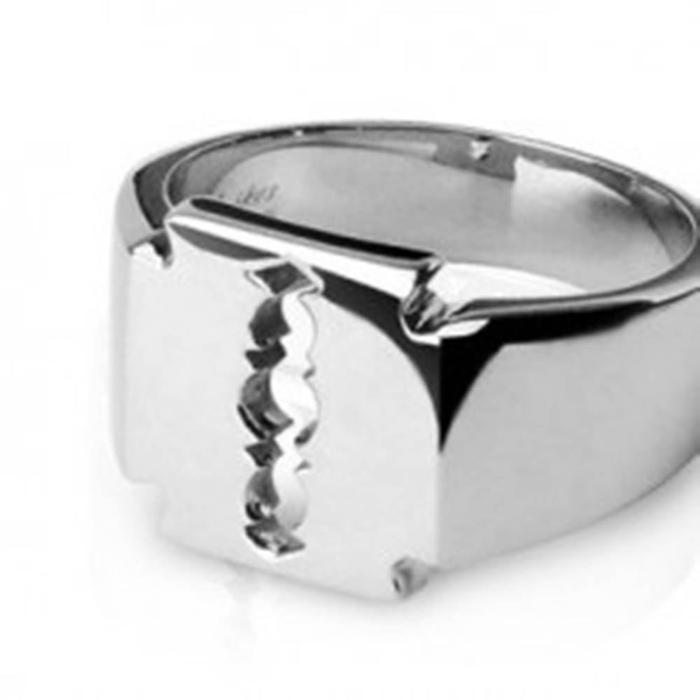 Šperky eshop Prsteň z chirurgickej ocele - žiletka - Veľkosť: 59 mm
