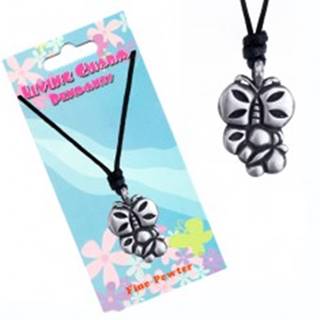 Šnúrkový náhrdelník s kovovým príveskom dvoch motýľov