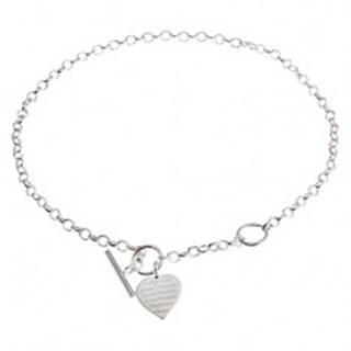 Strieborný náhrdelník 925, ploché súmerné srdce s nápisom - želania