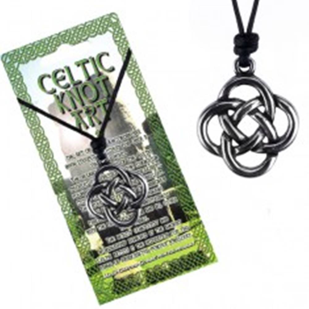 Šperky eshop Čierny šnúrkový náhrdelník, keltský uzol zo štyroch slučiek