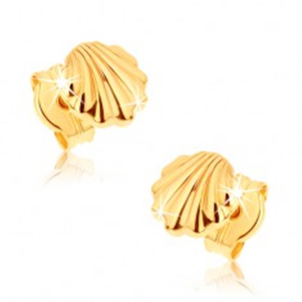 Šperky eshop Náušnice zo žltého 9K zlata - lesklé morské mušle