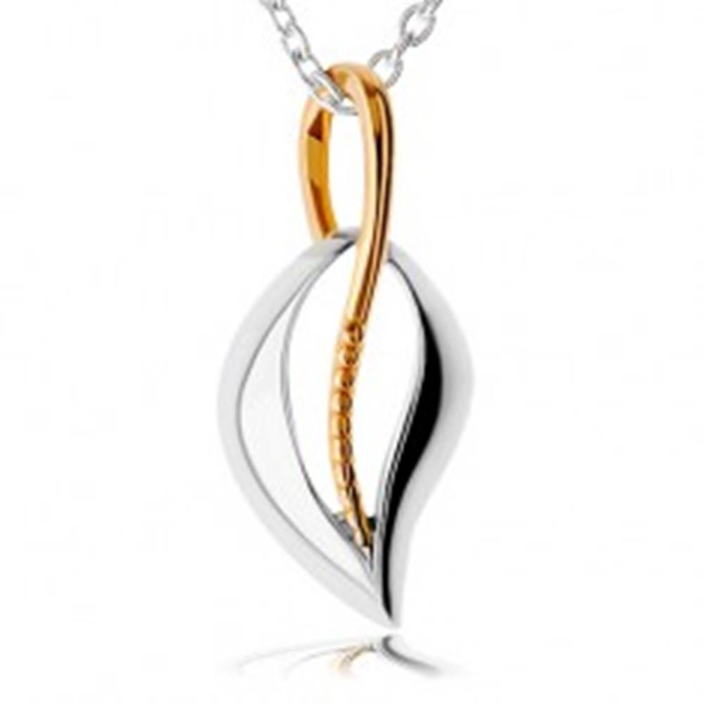 Šperky eshop Strieborný náhrdelník 925, obrátená kvapka, bodkovaná línia v zlatom odtieni