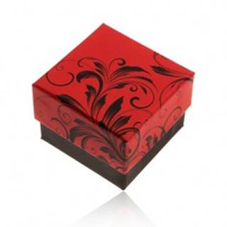 Červeno-čierna darčeková krabička na prsteň, motív kvetinových ornamentov