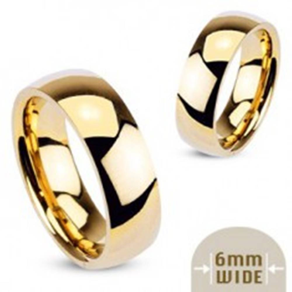 Šperky eshop Hladká oceľová obrúčka v zlatej farbe - 6 mm - Veľkosť: 49 mm