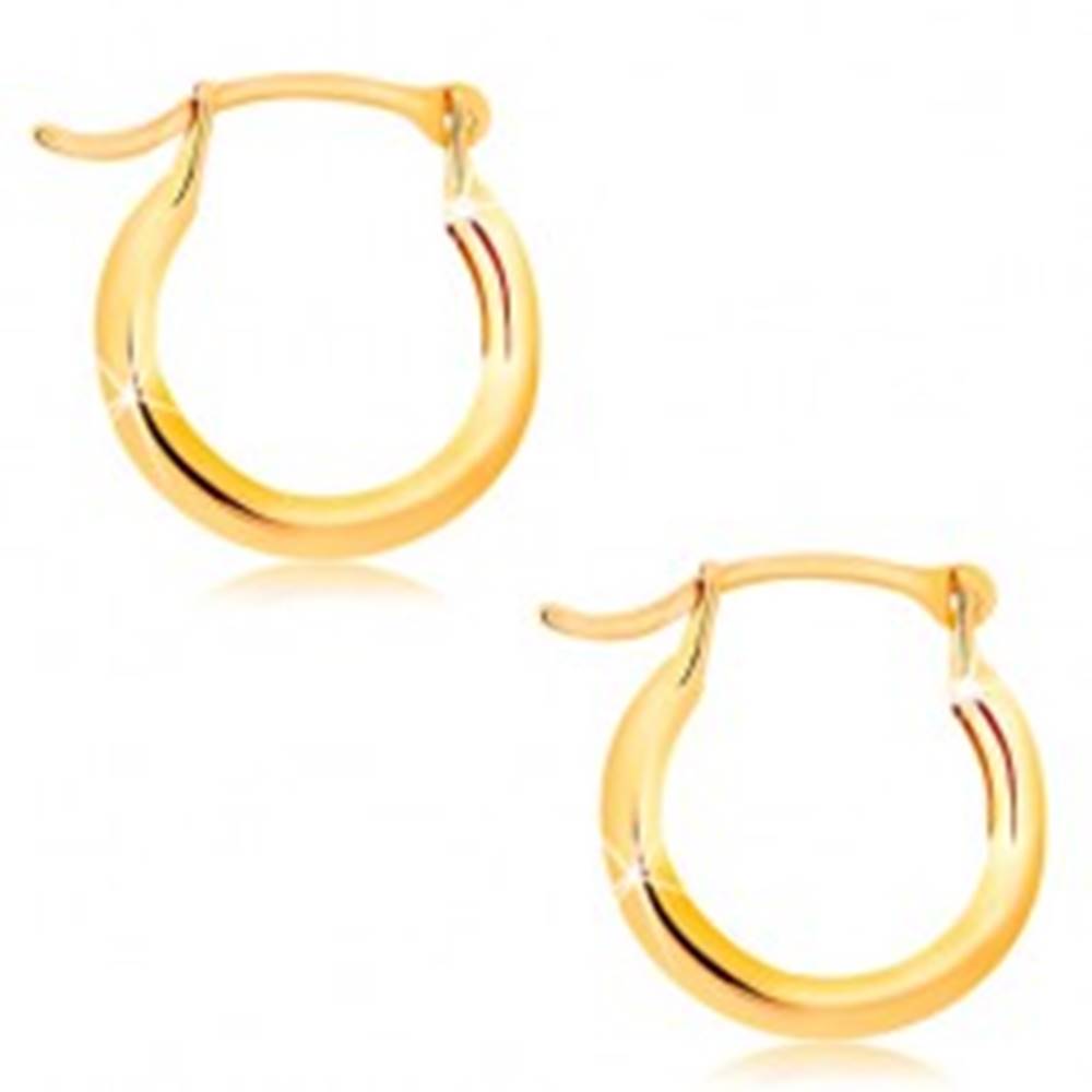 Šperky eshop Náušnice zo žltého 14K zlata - malé lesklé krúžky, francúzsky zámok