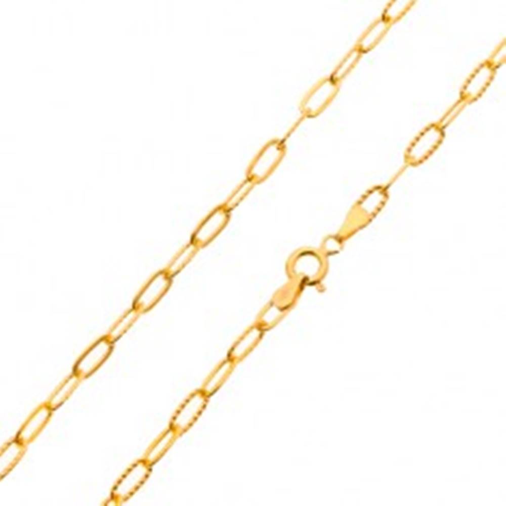Šperky eshop Retiazka zo žltého zlata 585 - hladké a vrúbkované väčšie oválne očká, 450 mm