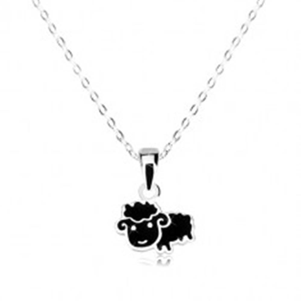 Šperky eshop Strieborný náhrdelník 925 - čierna ovca, ligotavá retiazka z oválnych očiek