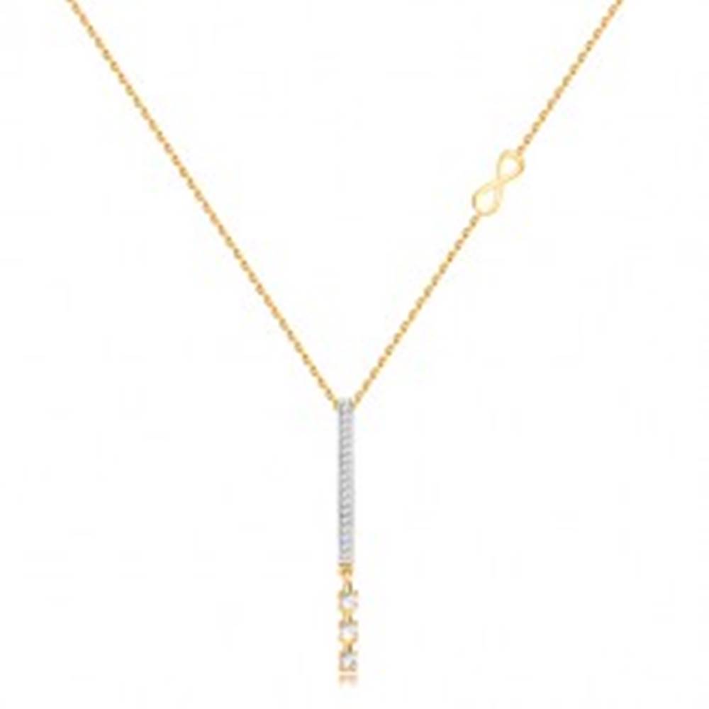 Šperky eshop Náhrdelník zo zlata 375 - úzky prívesok s čírymi zirkónmi, symbol nekonečna