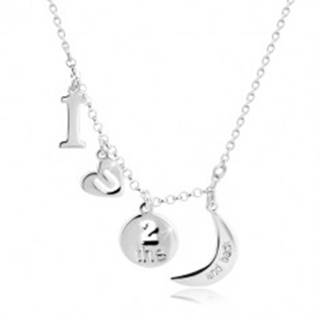 Strieborný 925 náhrdelník - prívesky s motívom "I love you to the moon and back"