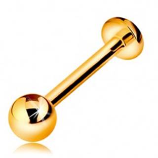 Zlatý 14K piercing do pery alebo brady - labret s guličkou a kolieskom, 12 mm