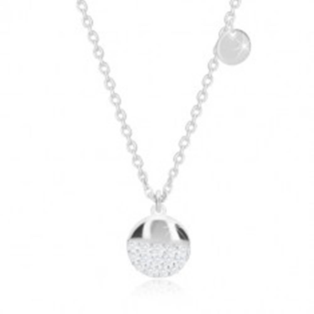 Šperky eshop Strieborný 925 náhrdelník - plochý krúžok, väčší kruh s ligotavými zirkónmi