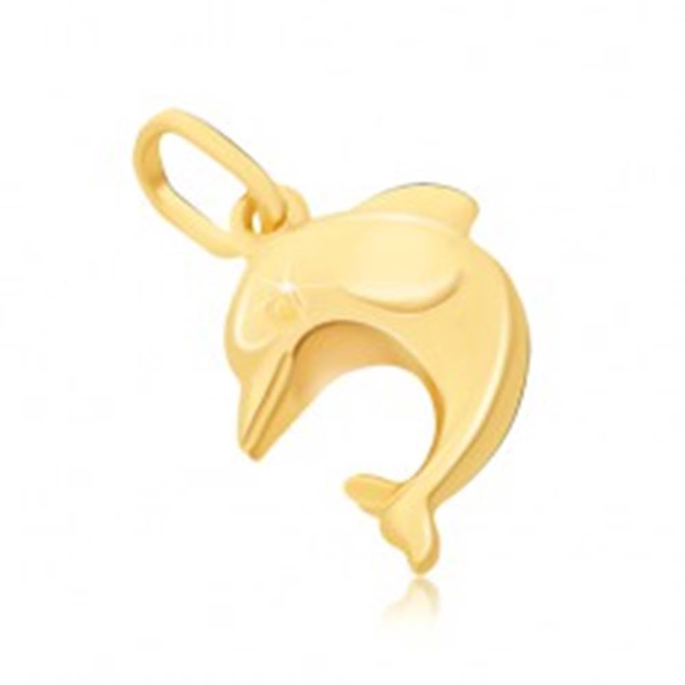 Šperky eshop Prívesok zo zlata 14K - veľký 3D skákajúci delfín s plutvami