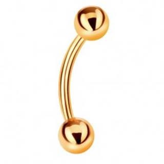 Zlatý piercing 585 - dve lesklé hladké guličky, zahnutá činka, 10 mm