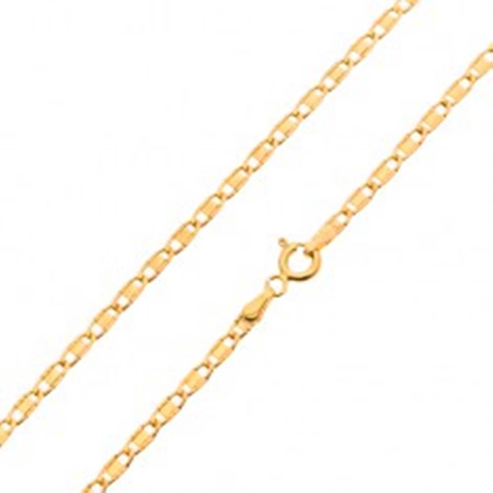 Šperky eshop Retiazka zo žltého 14K zlata, lesklé oválne očká s hladkým obdĺžnikom, 450 mm