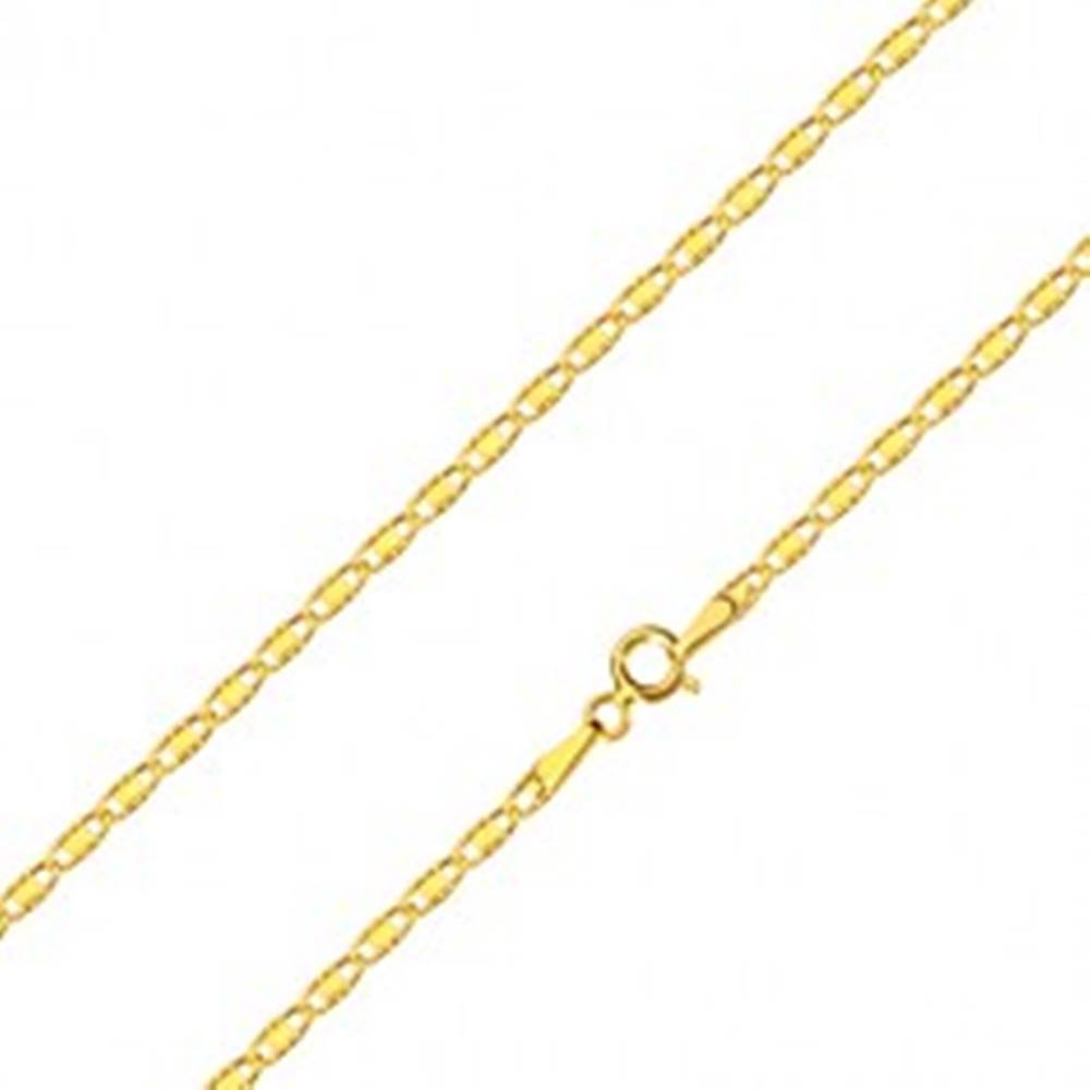 Šperky eshop Retiazka zo žltého zlata 585 - oválne očká so zárezmi a hladkým obdĺžnikom, 450 mm