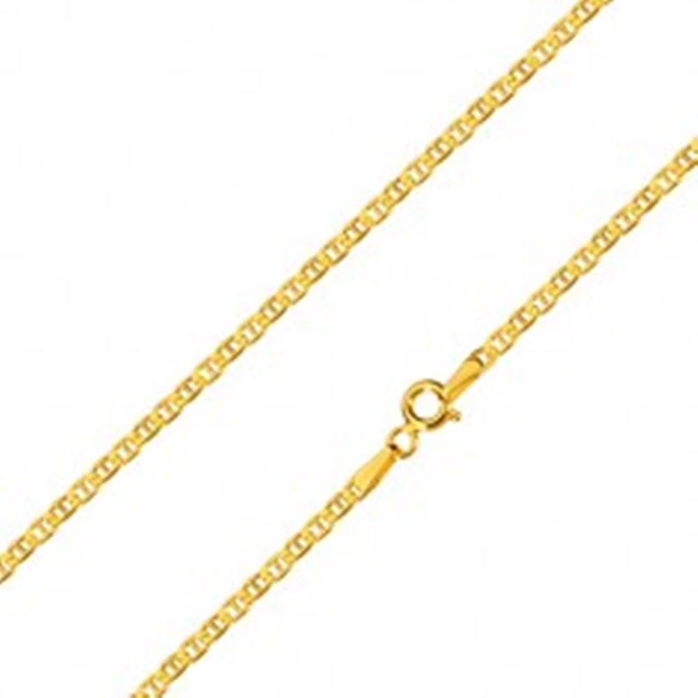Šperky eshop Zlatá 14K retiazka - ploché oválne očká predelené paličkou, 600 mm
