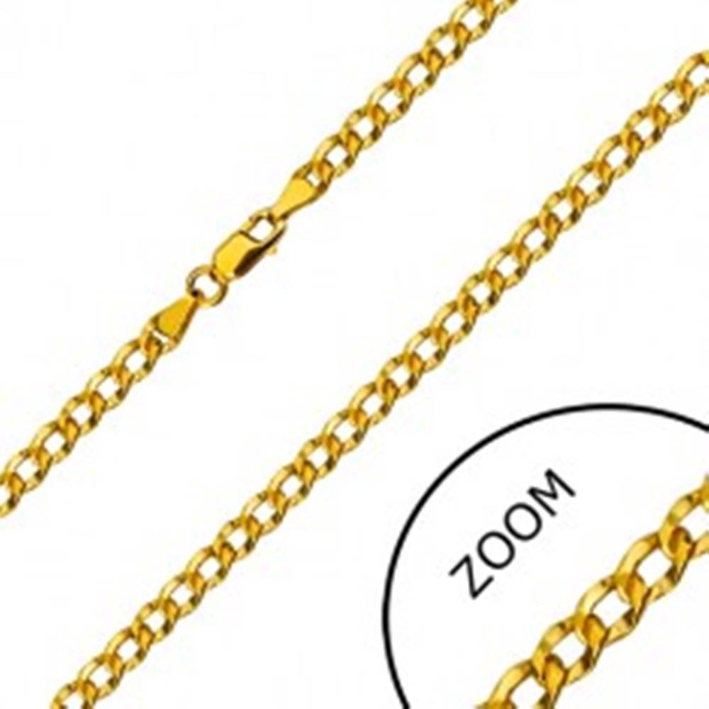 Šperky eshop Zlatá retiazka 585 - sériovo napájané oválne očká s priehlbinkami, 450 mm