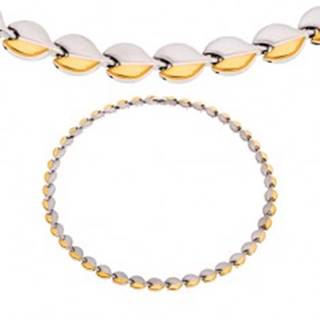 Oceľový náhrdelník s magnetmi, oblé články striebornej a zlatej farby