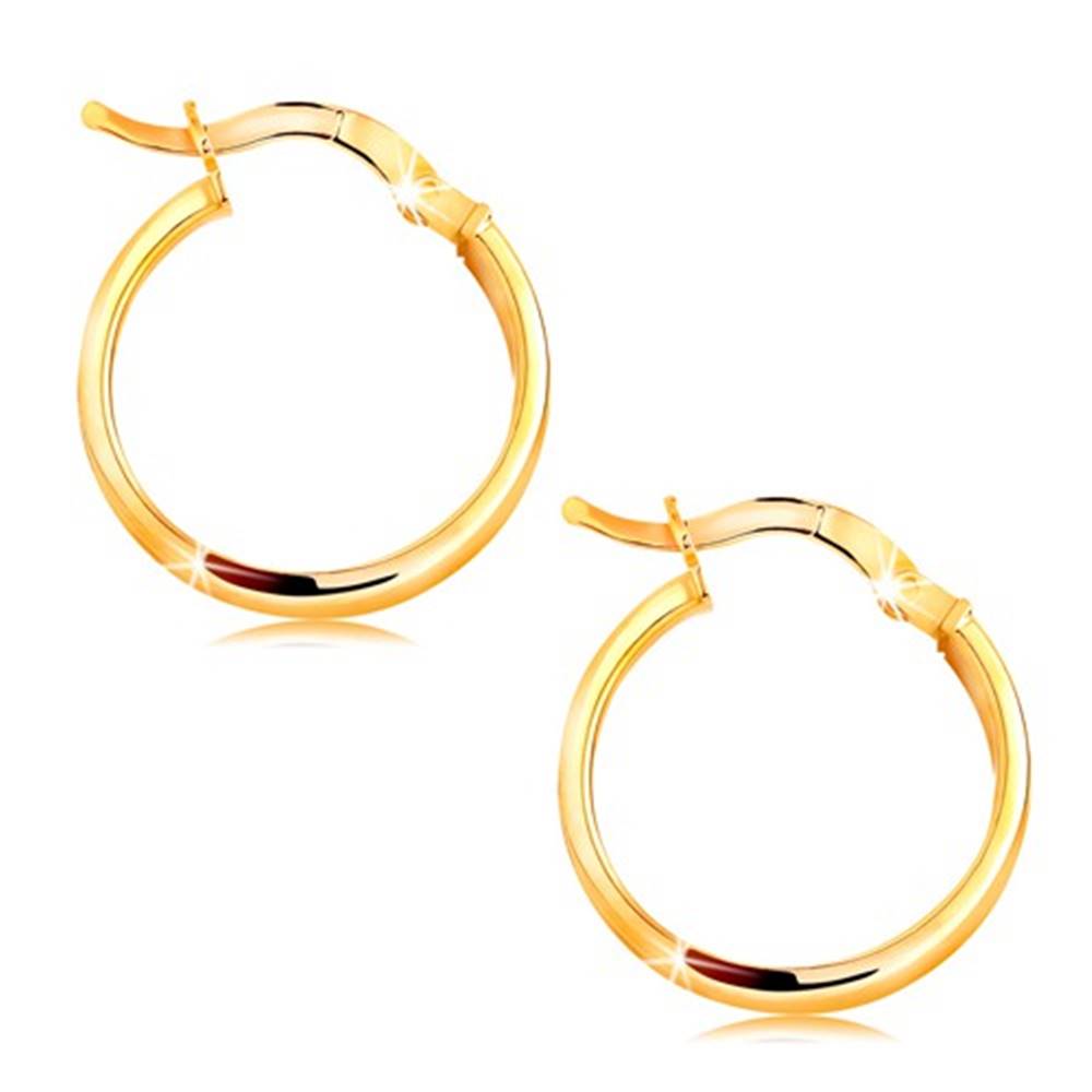 Šperky eshop Zlaté náušnice 585 - kruhy s matným vyhĺbeným stredom, 19 mm