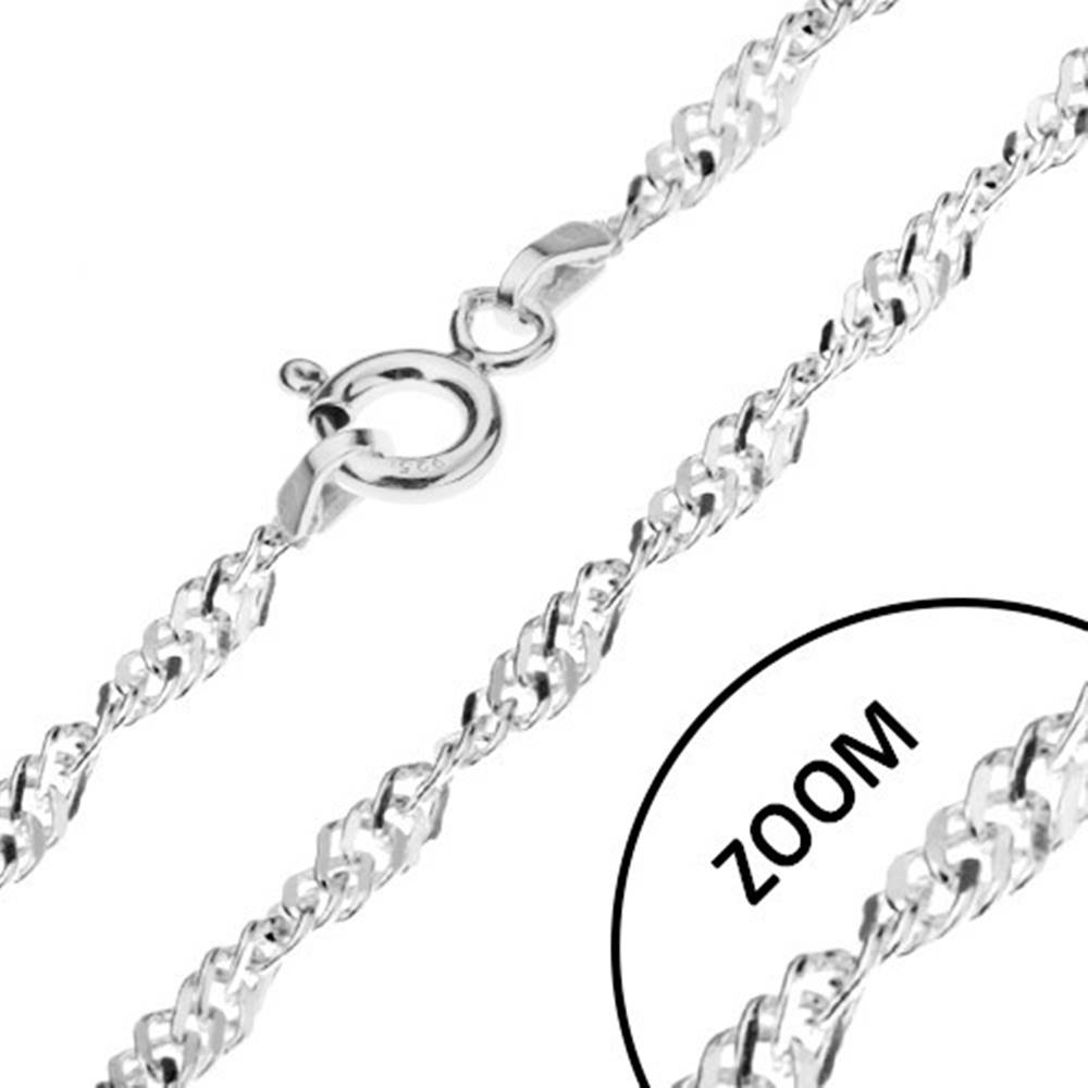 Šperky eshop Špirálovito zatočená strieborná retiazka 925, ploché očká, šírka 2,4 mm, dĺžka 550 mm