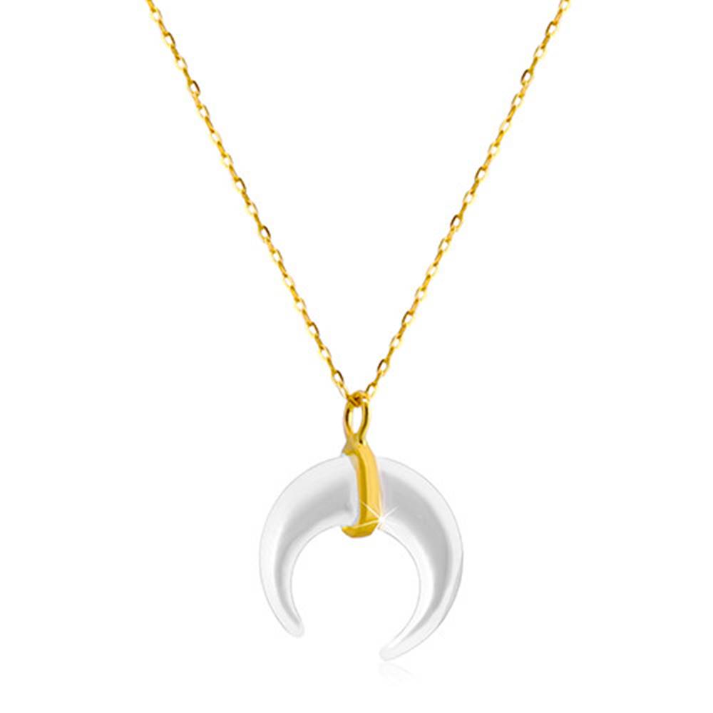 Šperky eshop Náhrdelník zo žltého zlata 585 - motív perleťového mesiačika