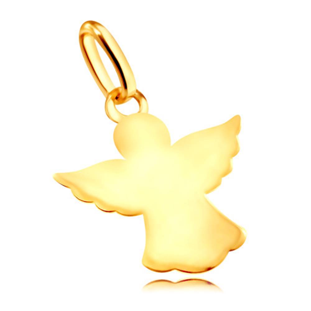 Šperky eshop Prívesok v žltom 9K zlate - vyrezávaný obrys anjelika s rozprestretými krídlami