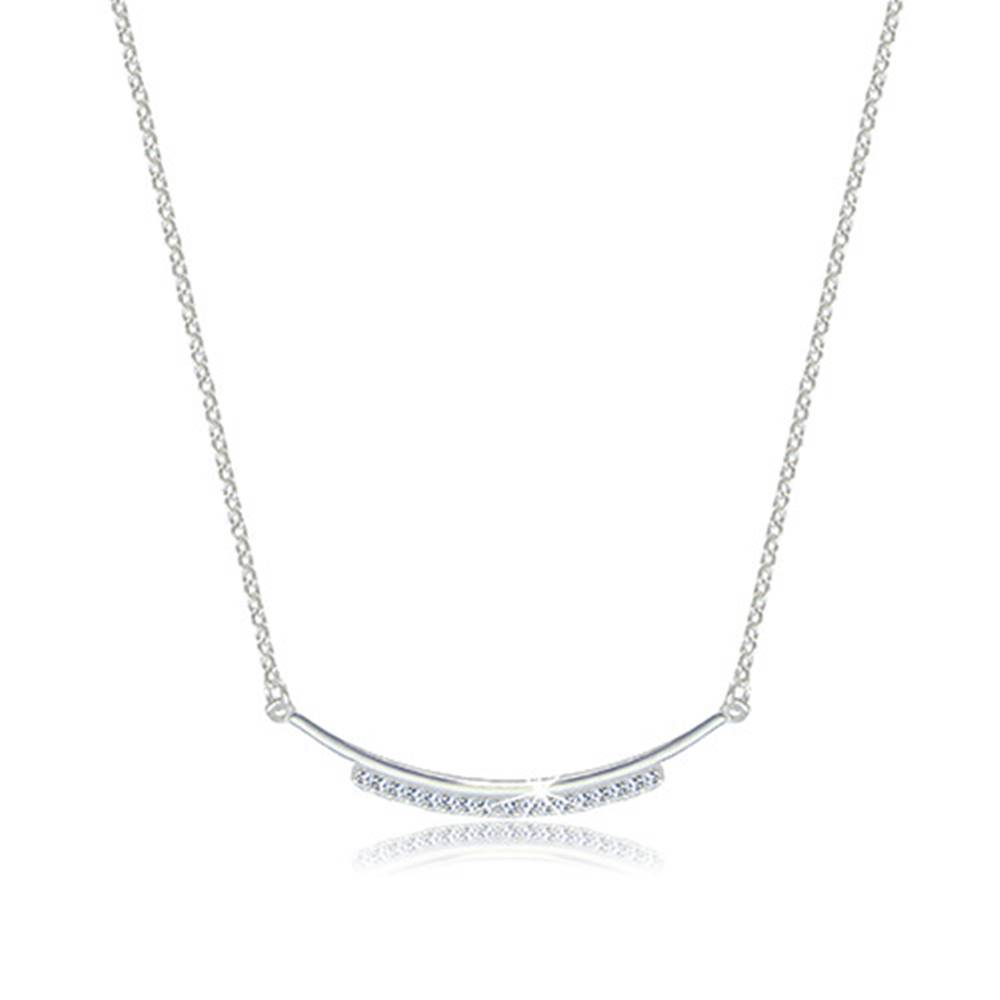Šperky eshop Strieborný 925 lesklý náhrdelník - zaoblená kontúra zdobená zirkónovou líniou